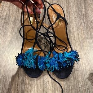 Aquazurra Wild Thing Tassle Suede Heel.